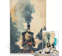 1000 Pieces Puzzles for Adults The Steam Engine Locomotiv DIY Toys Parent-child Interaction Artists' Collection Fine Arts 38x52cm