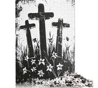 1000 Pieces Puzzles for Adults Three Crosses Square Puzzle for Adults & Wooden Puzzles Home Decor 1000pcs (75x50cm)