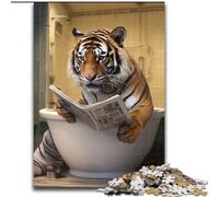 1000 Pieces Puzzles for Adults Tiger Reading Newspaper Challenging Puzzles for Birthdays, Holidays & Home Decor (Szie 26x38 cm)