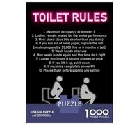1000 Pieces Puzzles for Adults Toilet Rule Funny Bathroom Teenager Puzzles Brain Teaser Game Home Decoration for Is Ideal As A Gift 52x38cm/1000pcs