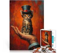 1000 Pieces Puzzles for Adults Top Hat Kitten Help the brain exercise addictive toys to cultivate patience wall decoration 50x70cm