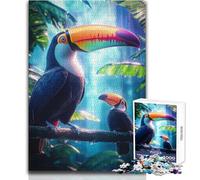 1000 Pieces Puzzles for Adults Toucans in The Rain Enjoy Cozy Calm Downtime Hours Clean Cut Durable Play Craft Toy Size 50x75cm