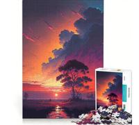 1000 Pieces Puzzles for Adults Tree by The River Sunset DIY Toys Parent-child Interaction Artists' Collection Fine Arts 50x75cm