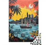 1000 Pieces Puzzles for Adults Tropical Island Sunset Scene Jigsaw for Adults Anti-Stress Toys Difficult Hard Difficult And Challenge 52x38cm/1000pcs