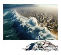 1000 Pieces Puzzles for Adults Tsunami Swallowing City Puzzles for Adults Perfect for Family Fun Party Games Birthday Party Favors 1000 PCS(38x26cm)