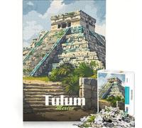 1000 Pieces Puzzles for Adults Tulum Mayan Ruins, Brain Teaser Game, Interesting Stress Reduction, Great Gift for Gaming 50x75cm