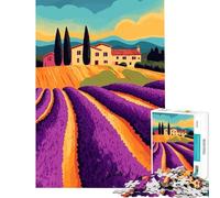 1000 Pieces Puzzles for Adults Tuscan Lavender Fields Mansion Art Brain Intelligence Challenge Addictive Toys Fun Games Family Activities Secret Santa Gifts (Size 75x50cm)