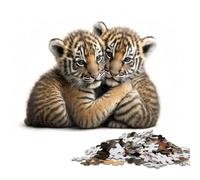 1000 Pieces Puzzles for Adults Two Baby Tigers Cubs Difficult Puzzles for Adults Relax & Challenge Colorful Home Decor Art for Friends
