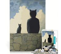 1000 Pieces Puzzles for Adults Two Cats Rene Magritte Art, Brain Teaser Game, Interesting Stress Reduction, Great Gift for Gaming 38x52cm