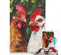 1000 Pieces Puzzles for Adults Two Chickens Portrait, Brain Teaser Game, Interesting Stress Reduction, Great Gift for Gaming 50x75cm
