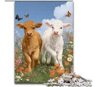 1000 Pieces Puzzles for Adults Two Cows Challenging Puzzles Artwork Decor Intelligence Toy for Family Indoor Games (Size 50x75cm)