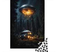 1000 Pieces Puzzles for Adults UFO Abducting Camper Van Puzzles for Adults Toy Wall Decor Wall Decoration Parent-child Interaction 70x50cm/1000pcs