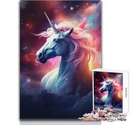1000 Pieces Puzzles for Adults Unicorn in Stars Cozy Soothing Indoor Downtime Advanced Precision Cut Play Toy Size 38x52cm
