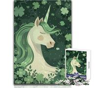 1000 Pieces Puzzles for Adults Unicorn St Patricks Day Enjoy Cozy Calm Downtime Hours Clean Cut Durable Play Craft Toy Size 38x26cm