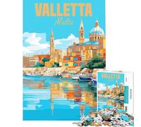1000 Pieces Puzzles for Adults Valletta Malta Brain Intelligence Challenge Addictive Toys Fun Games Family Activities Secret Santa Gifts (Size 38x26cm)