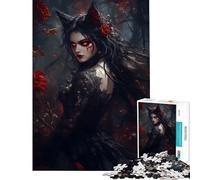 1000 Pieces Puzzles for Adults Vampire Queen in Rose Forest for Educational Game Challenge Toy Hands-on Game Home Art Decor Secret Santa Gifts (Size 38x26cm)