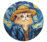 1000 Pieces Puzzles for Adults Van Gogh Cat 1000 Piece Round Jigsaw Puzzle Ideal And Home Decor (67.5x67.5cm)