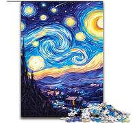1000 Pieces Puzzles for Adults Van Gogh Night Sky Wooden Jigsaw Puzzles for Adults for Birthdays, Christmas, Halloween, Thanksgiving, Easter (Size 50x75cm)