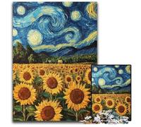 1000 Pieces Puzzles for Adults Van Gogh Sunflowers at Night Puzzle Learning Educational Toys,is Ideal As Gifts for The Whole Family for Ages 14+ 26X38CM