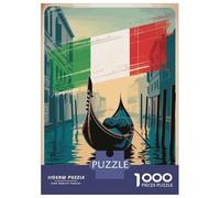 1000 Pieces Puzzles for Adults Venice Gondola Italian Flag Art Jigsaw Puzzle Hands-on Game Home Decoration Unique Gifts for Birthday And Christmas 52x38cm/1000pcs