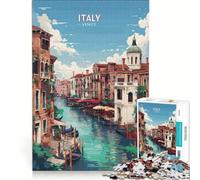 1000 Pieces Puzzles for Adults Venice Italy Travel Poster, Brain Teaser Game, Interesting Stress Reduction, Great Gift for Gaming 50x75cm