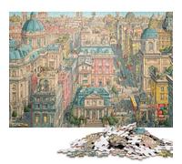 1000 Pieces Puzzles for Adults Vibrant Cityscape Alive Creative Square Jigsaw Puzzles for Adults, Wooden Puzzles Home Decoration Jigsaw Puzzles 1000pcs (75x50cm)