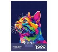 1000 Pieces Puzzles for Adults Vibrant Geometric Cat Adult Puzzles Brain Teaser Game Enhance Memory Unique Gifts for Birthday And Christmas 38x26cm/1000pcs