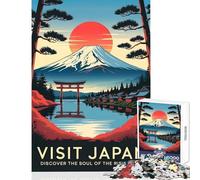 1000 Pieces Puzzles for Adults Visit Japan︰ Rising Sun Landscape Poster Anti-Stress Toys Funny Gift Brain Teaser Game Improving Love between Couples size 50x75cm