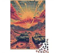 1000 Pieces Puzzles for Adults War Zone Tanks Battle Scene Puzzles for Adults Hands-on Game But Fun And Humorous Parent-child Interaction 38x26cm/1000pcs