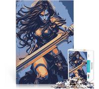 1000 Pieces Puzzles for Adults Warrior Woman with Sword Intellektuelles Spiel Künstlersammlung, Bildende Kunst38x26cm