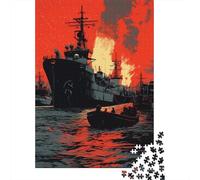 1000 Pieces Puzzles for Adults Warship Battle Scene Jigsaw for Adults Anti-Stress Toys Difficult Hard Difficult And Challenge 38x26cm/1000pcs