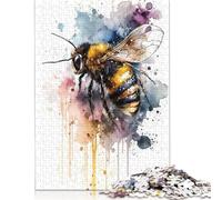 1000 Pieces Puzzles for Adults Watercolor Bee Jigsaw Puzzles for Adults Woodenboard Puzzles Difficult And Challenge 1000pcs (75x50cm)
