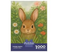 1000 Pieces Puzzles for Adults Watercolor Bunny in A Flower Garden Puzzle for Adults Toy Wall Decor Analysis And Logic Unique Gifts for Birthday And Christmas 38x26cm/1000pcs
