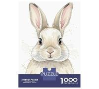 1000 Pieces Puzzles for Adults Watercolor Bunny Portrait Jigsaw Puzzle Family Games Difficult Hard Unique Gifts for Birthday And Christmas 38x26cm/1000pcs