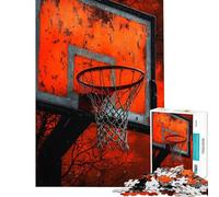 1000 Pieces Puzzles for Adults Weathered Basketball Hoop Against Red Sky Puzzles for Adults Hands-on Game Analysis And Logic Unique Gifts for Birthday And Christmas (Size 38x26cm)