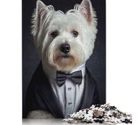 1000 Pieces Puzzles for Adults Well Dressed Westie Dog 1 Jigsaw Puzzles for Adults Woodenboard Puzzles Difficult And Challenge 1000pcs (75x50cm)