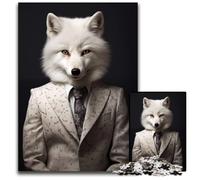 1000 Pieces Puzzles for Adults White Arctic Polar Fox Paper Jigsaw Puzzles Creative Family GameHome Decor for Teenagers 1000 PCS(38x26cm)