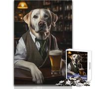 1000 Pieces Puzzles for Adults White Labrador at The Pub Enjoy Cozy Calm Downtime Hours Clean Cut Durable Play Craft Toy Size 38x26cm
