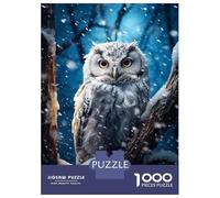 1000 Pieces Puzzles for Adults White Owl in Snow Jigsaw Puzzle Family Games Difficult Hard Unique Gifts for Birthday And Christmas 52x38cm/1000pcs