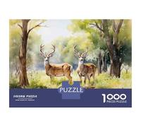 1000 Pieces Puzzles for Adults Whitetail Deer Painting Artwork Jigsaws for Adults Relax Games Enhance Memory Unique Gifts for Birthday And Christmas 52x38cm/1000pcs