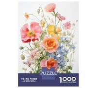 1000 Pieces Puzzles for Adults Wild Flower Pink Blue Red Jigsaw Puzzle Family Games Difficult Hard Unique Gifts for Birthday And Christmas 38x26cm/1000pcs