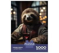 1000 Pieces Puzzles for Adults Wine Sloth Jigsaw Puzzle Family Games Difficult Hard Unique Gifts for Birthday And Christmas 52x38cm/1000pcs