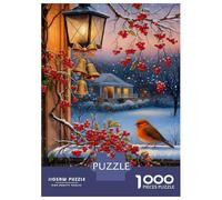 1000 Pieces Puzzles for Adults Winter Berries And Bird Scene Jigsaw for Adults Anti-Stress Toys Difficult Hard Difficult And Challenge 70x50cm/1000pcs