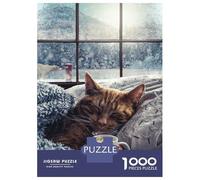 1000 Pieces Puzzles for Adults Winter Cat Jigsaw Puzzle Family Games Difficult Hard Unique Gifts for Birthday And Christmas 52x38cm/1000pcs
