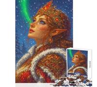 1000 Pieces Puzzles for Adults Winter Elf Queen with Aurora Fun Family Connection Activity Memorable Christmas Giftsing Option (38x26cm)