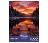 1000 Pieces Puzzles for Adults Winter Lake Sunset Dock View Jigsaw Puzzle Family Games Difficult Hard Unique Gifts for Birthday And Christmas 52x38cm/1000pcs
