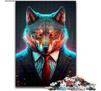 1000 Pieces Puzzles for Adults Wolf CEO In Suit Made of Wood, Making It A Great Gift for Family Fun 50x75cm for Teenager & Family Fun