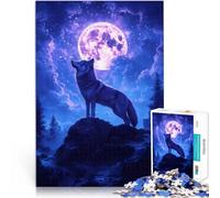 1000 Pieces Puzzles for Adults Wolf Howling at the Moon Schwierig und herausfordernd Heimdekoration Spielzeug38x26cm