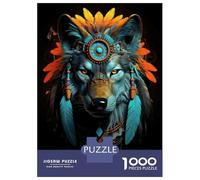 1000 Pieces Puzzles for Adults Wolf Native American Art Print Puzzle for Adults Toy Wall Decor Analysis And Logic Unique Gifts for Birthday And Christmas 52x38cm/1000pcs