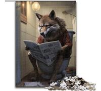 1000 Pieces Puzzles for Adults Wolf Reading Newspaper Jigsaw Puzzles for Adults size 26x38cm for Mother'S Day, Birthdays, Christmas